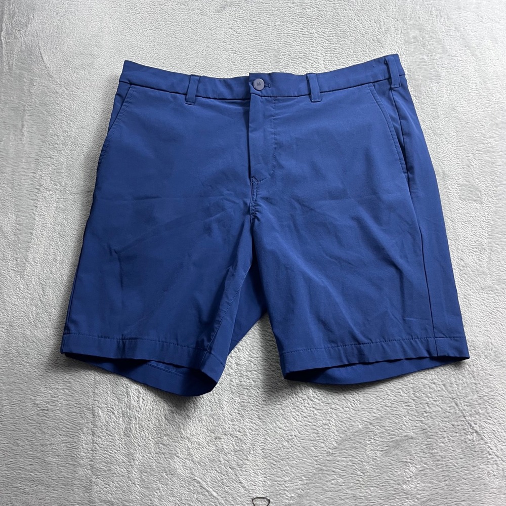 Mizzen+Main Helmsman Blue Performance Golf Shorts Mens 34W 8L Stretch Chino